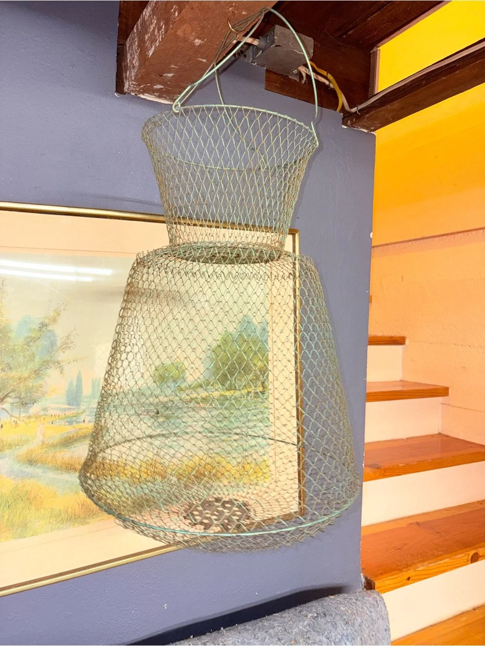 Vintage French Fishing Basket
